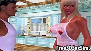 Sexy 3D cartoon housewife getting fucked hard porn video