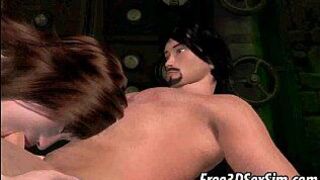 Sexy 3D cartoon brunette babe sucks and fucks porn video